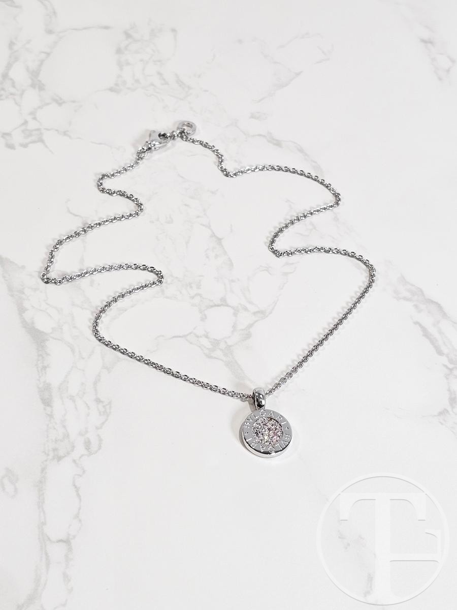 bvlgari bvlgari pendant necklace in 18k white gold with diamonds bvlgari bvlgari pendant necklace in 18k white gold with diamonds