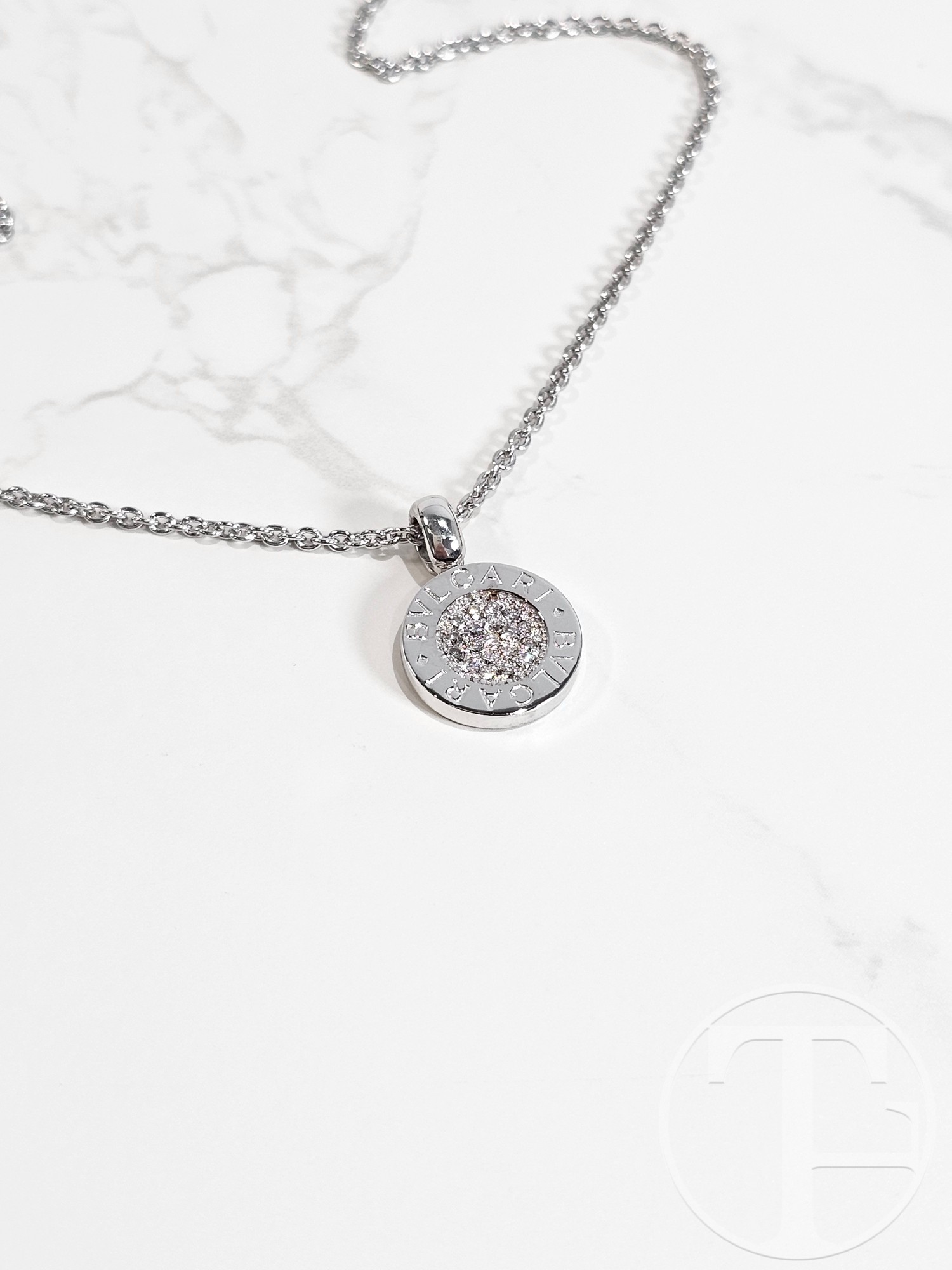 bvlgari bvlgari pendant necklace in 18k white gold with diamonds bvlgari bvlgari pendant necklace in 18k white gold with diamonds