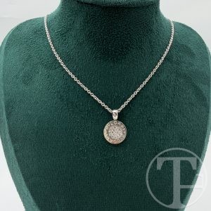 bvlgari bvlgari pendant necklace in 18k white gold with diamonds