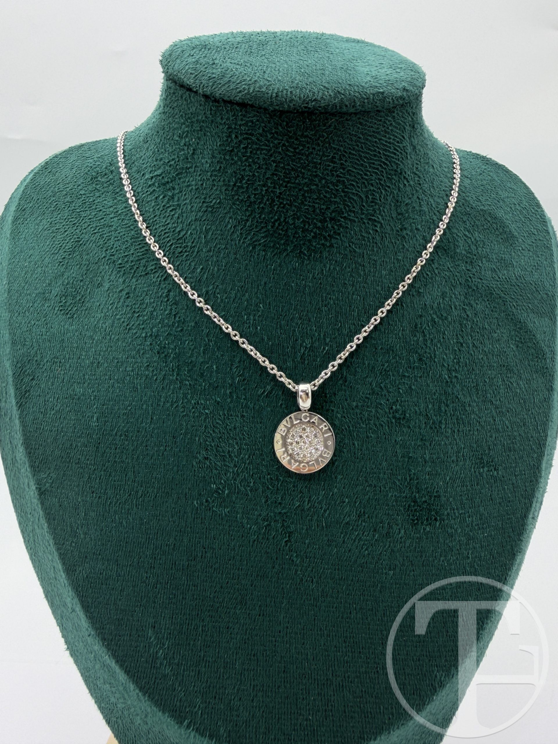 bvlgari bvlgari pendant necklace in 18k white gold with diamonds bvlgari bvlgari pendant necklace in 18k white gold with diamonds