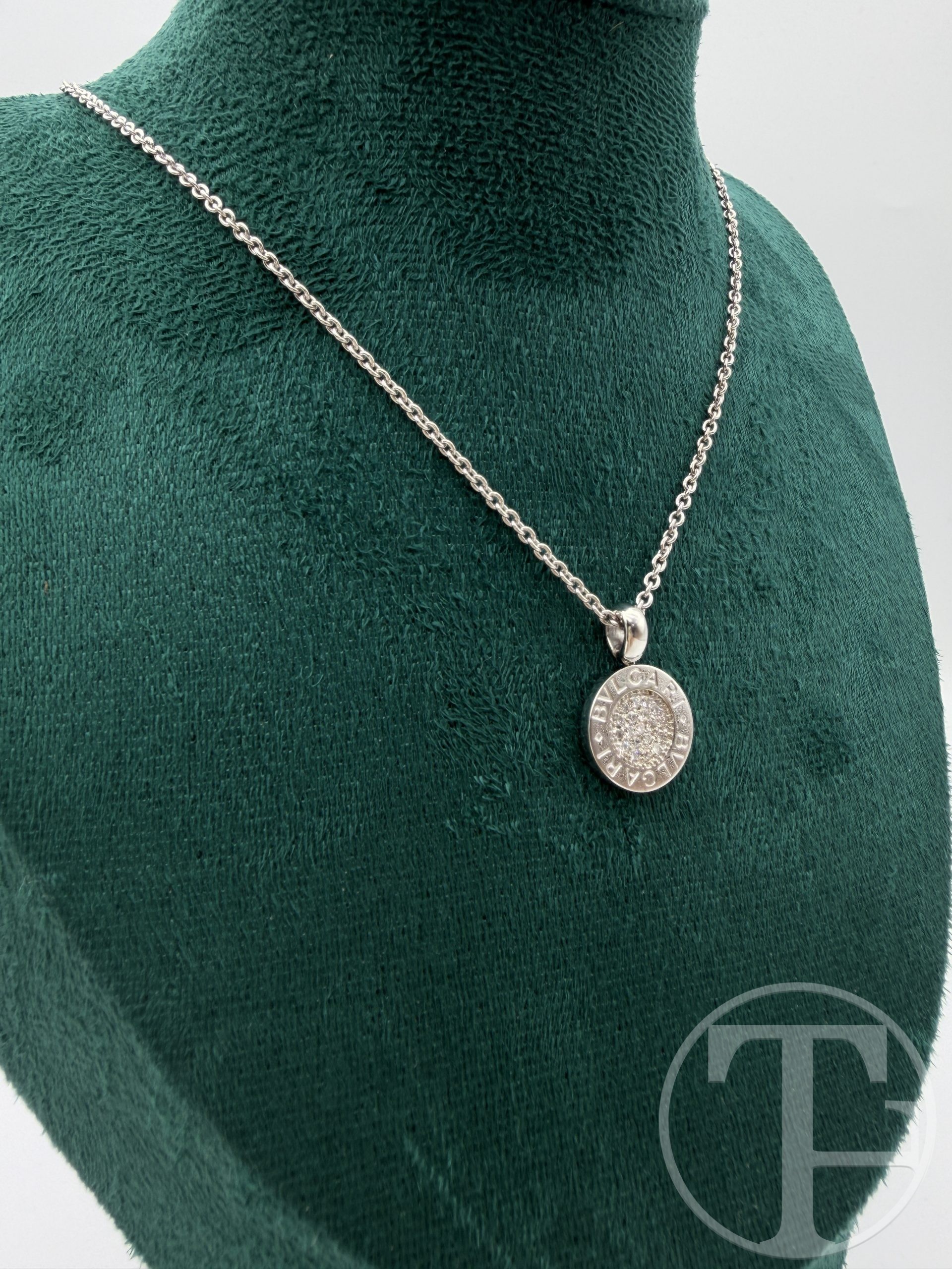 bvlgari bvlgari pendant necklace in 18k white gold with diamonds bvlgari bvlgari pendant necklace in 18k white gold with diamonds