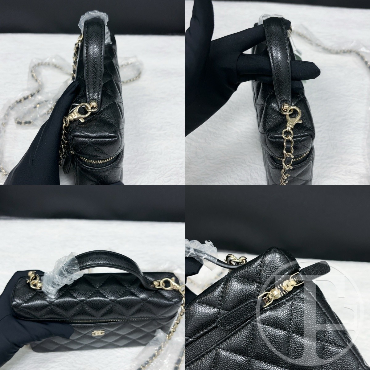 chanel black caviar leather lunch box bag microchipped (25) with gold tone hardware chanel black caviar leather lunch box bag microchipped (25) with gold tone hardware