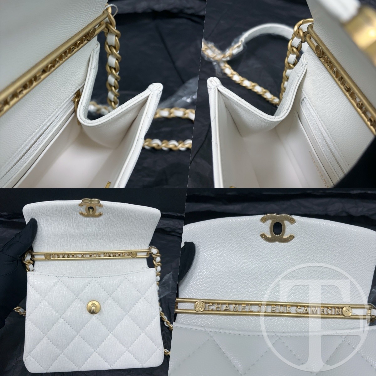 chanel 24s white caviar skin square bag with vintage gold tone handle microchipped (24s) chanel 24s white caviar skin square bag with vintage gold tone handle microchipped (24s)