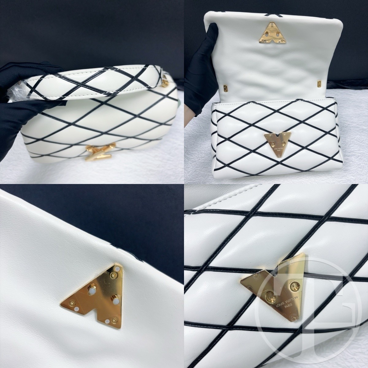louis vuitton go 14 black and white diamond quilted lambskin medium bag louis vuitton go 14 black and white diamond quilted lambskin medium bag