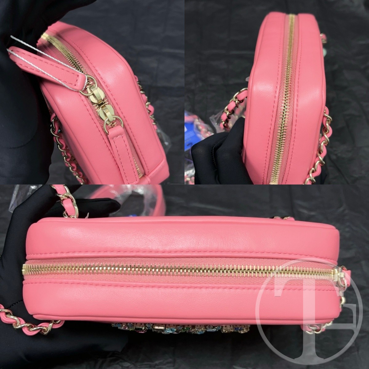 chanel hot pink rhinestone double c camera bag with card chanel hot pink rhinestone double c camera bag with card