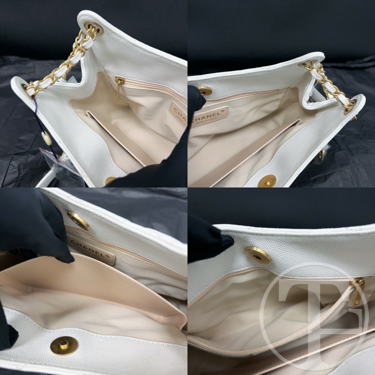 chanel white caviar leather hobo bag microchipped (22) with gold tone hardware chanel white caviar leather hobo bag microchipped (22) with gold tone hardware