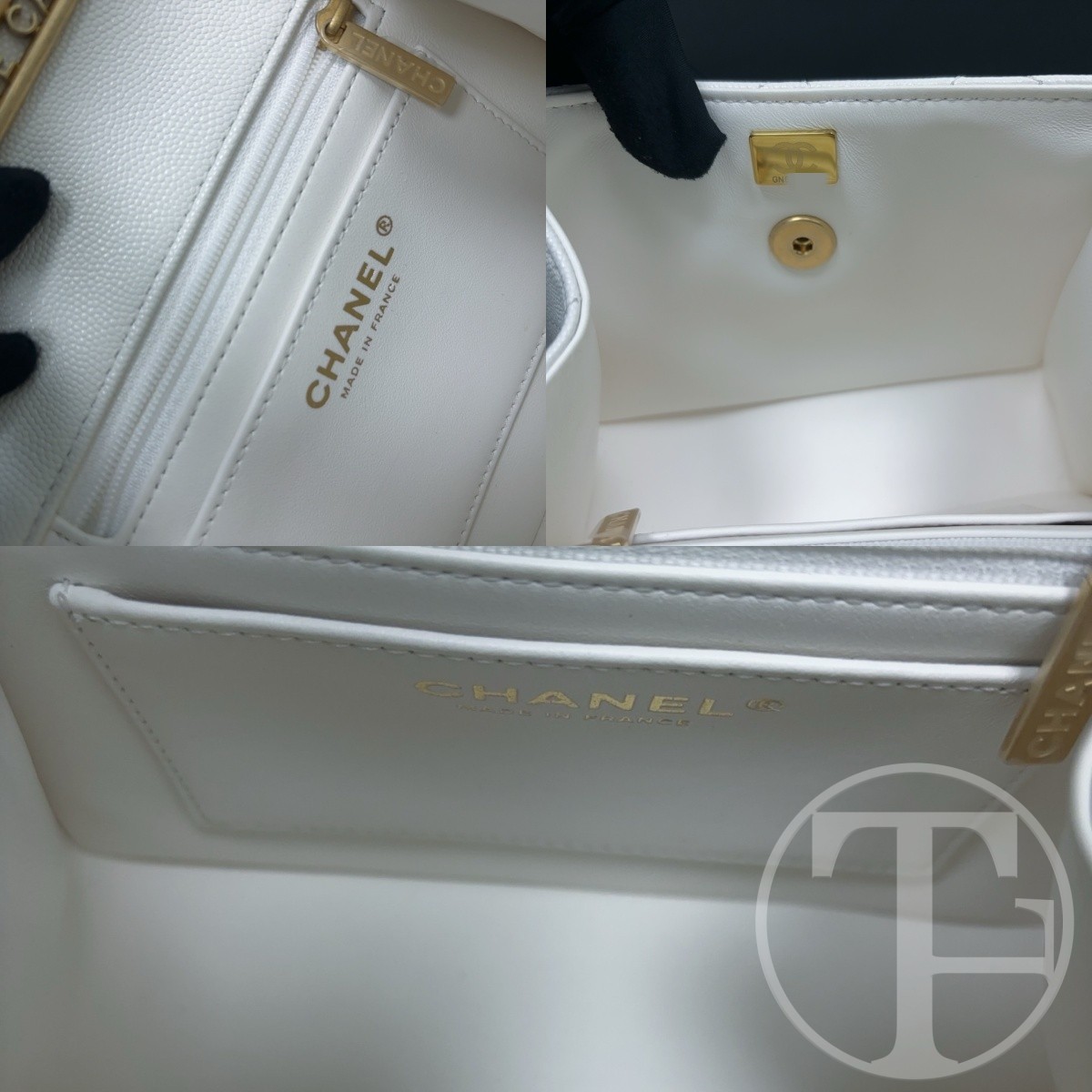 chanel 24s white caviar skin square bag with vintage gold tone handle microchipped (24s) chanel 24s white caviar skin square bag with vintage gold tone handle microchipped (24s)