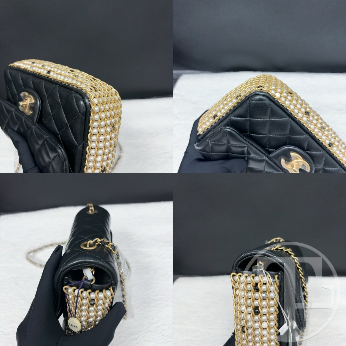 chanel no.30 (2020) black lambskin black and gold pearl trimmed limited edition vic runway large mini bag chanel no.30 (2020) black lambskin black and gold pearl trimmed limited edition vic runway large mini bag