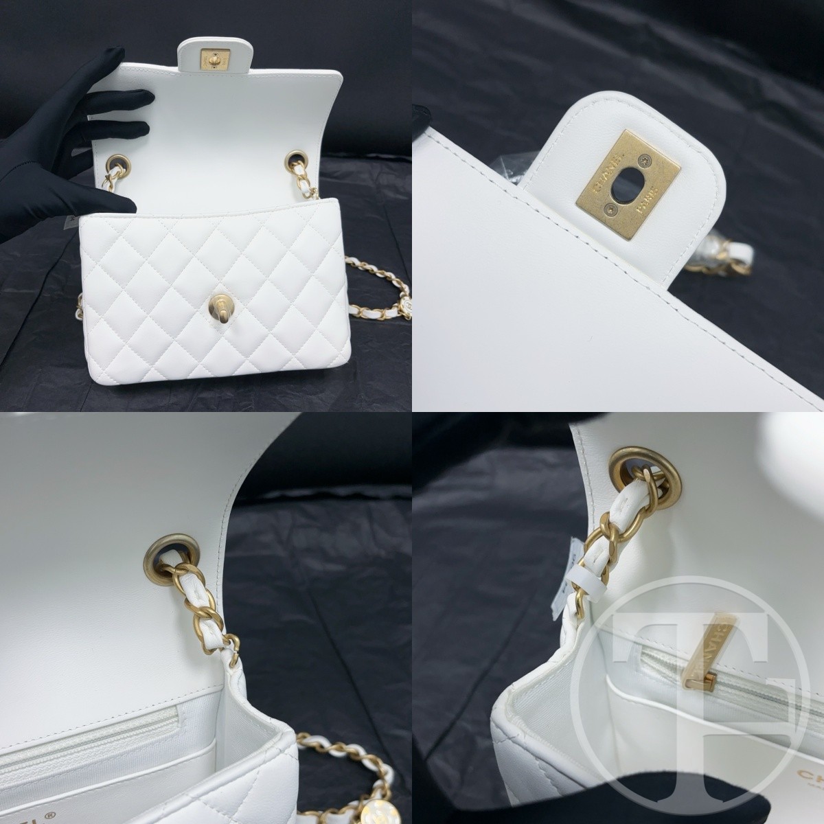 chanel white lambskin square flap bag 23c (2023) chanel white lambskin square flap bag 23c (2023)