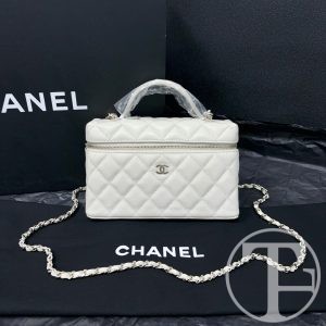 chanel 25 light grey caviar skin lunch box bag microchipped (25)