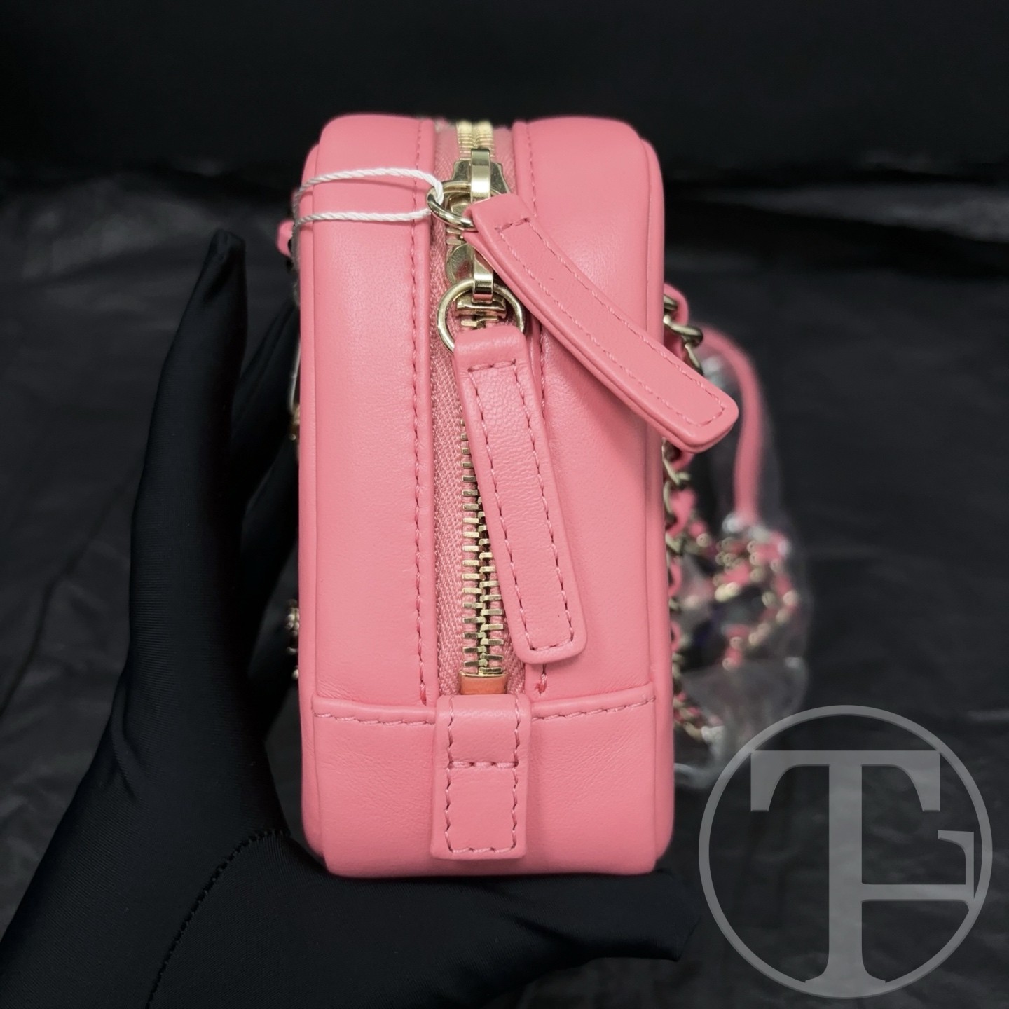 chanel hot pink rhinestone double c camera bag with card chanel hot pink rhinestone double c camera bag with card