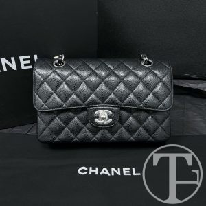 Home chanel black caviar leather small cf no.23 (2023) with box and dust bag