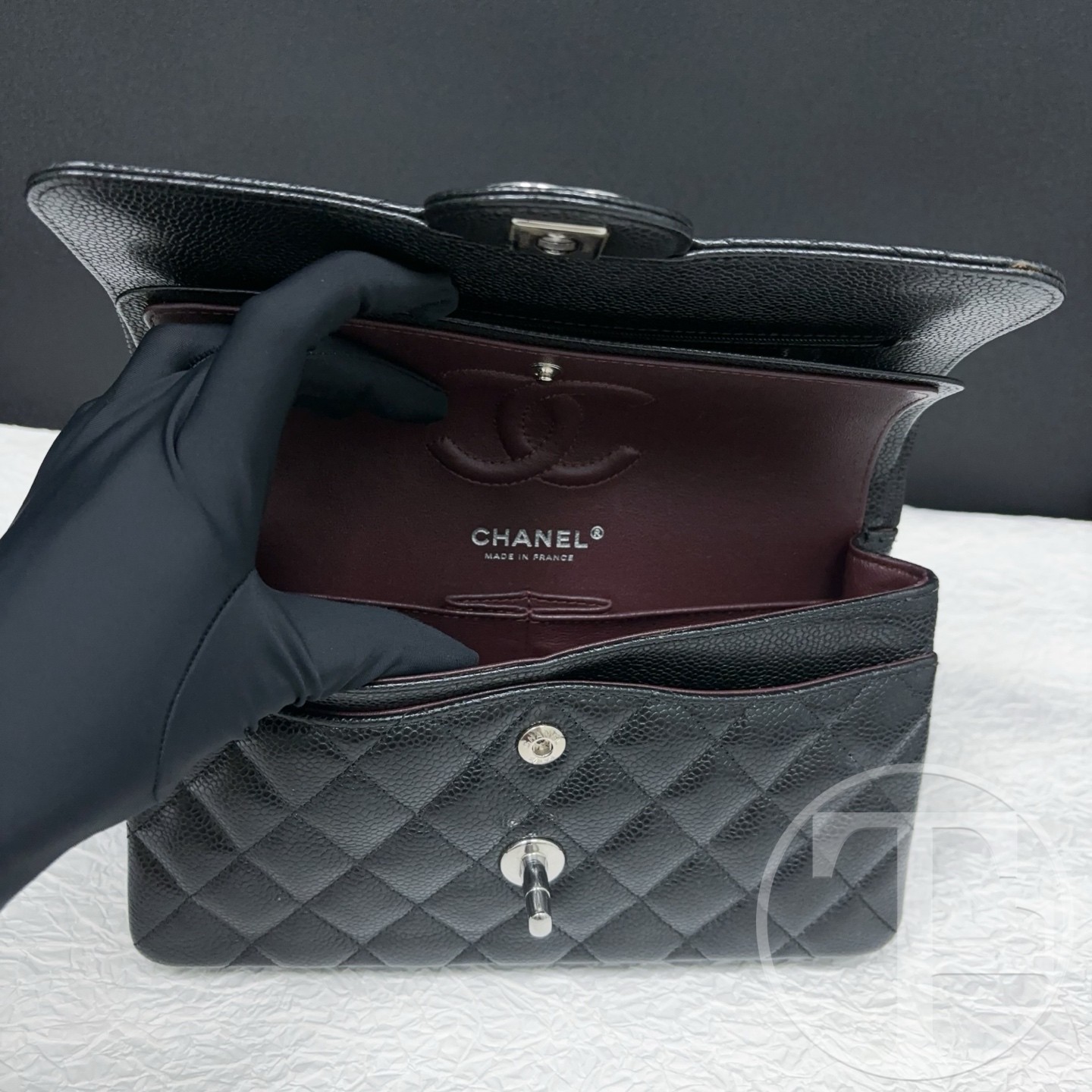 chanel black caviar leather small cf no.23 (2023) with box and dust bag chanel black caviar leather small cf no.23 (2023) with box and dust bag