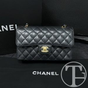 Home chanel black caviar leather small cf no.31 (2021) without card with box and dust bag