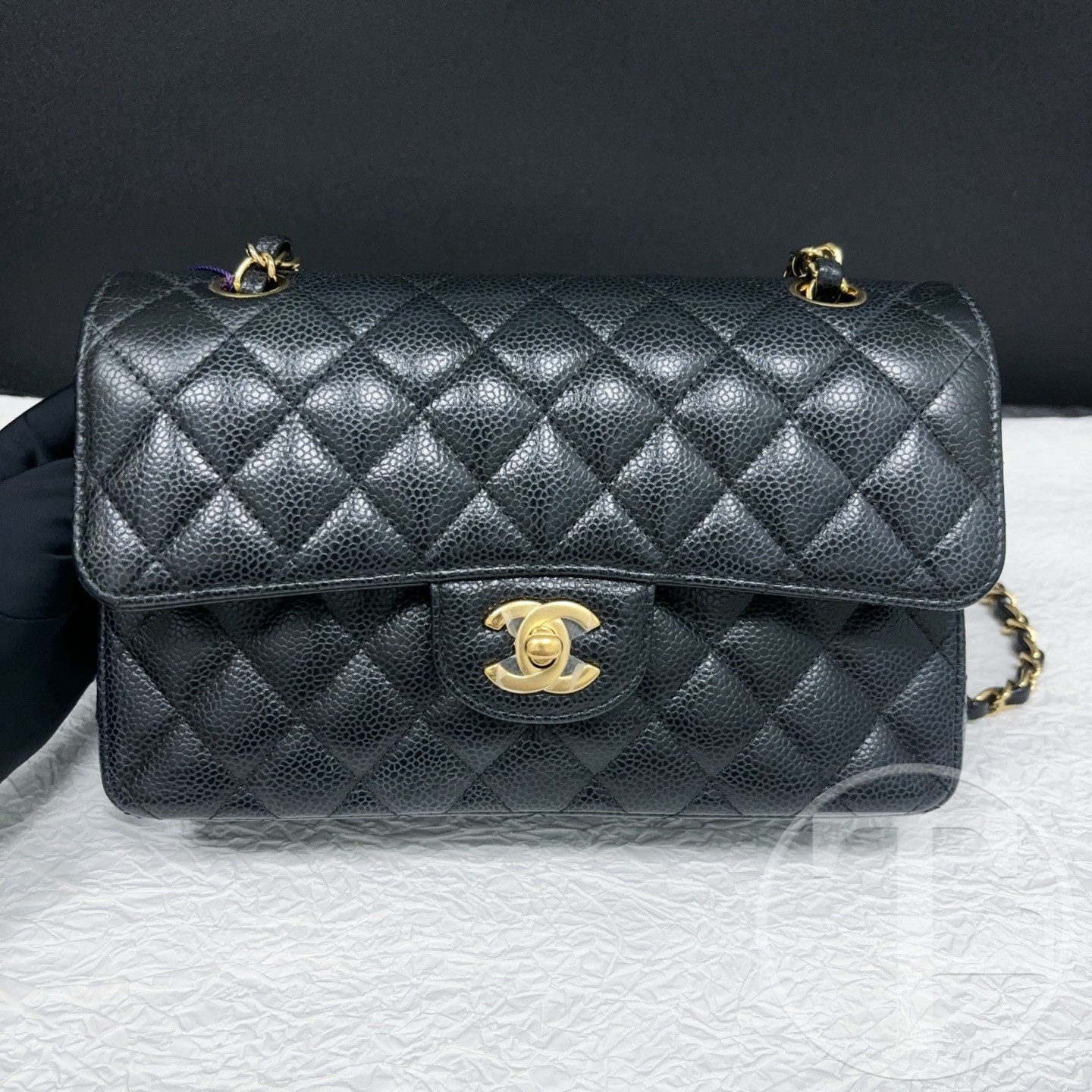 chanel black caviar leather small cf no.31 (2021) without card with box and dust bag chanel black caviar leather small cf no.31 (2021) without card with box and dust bag
