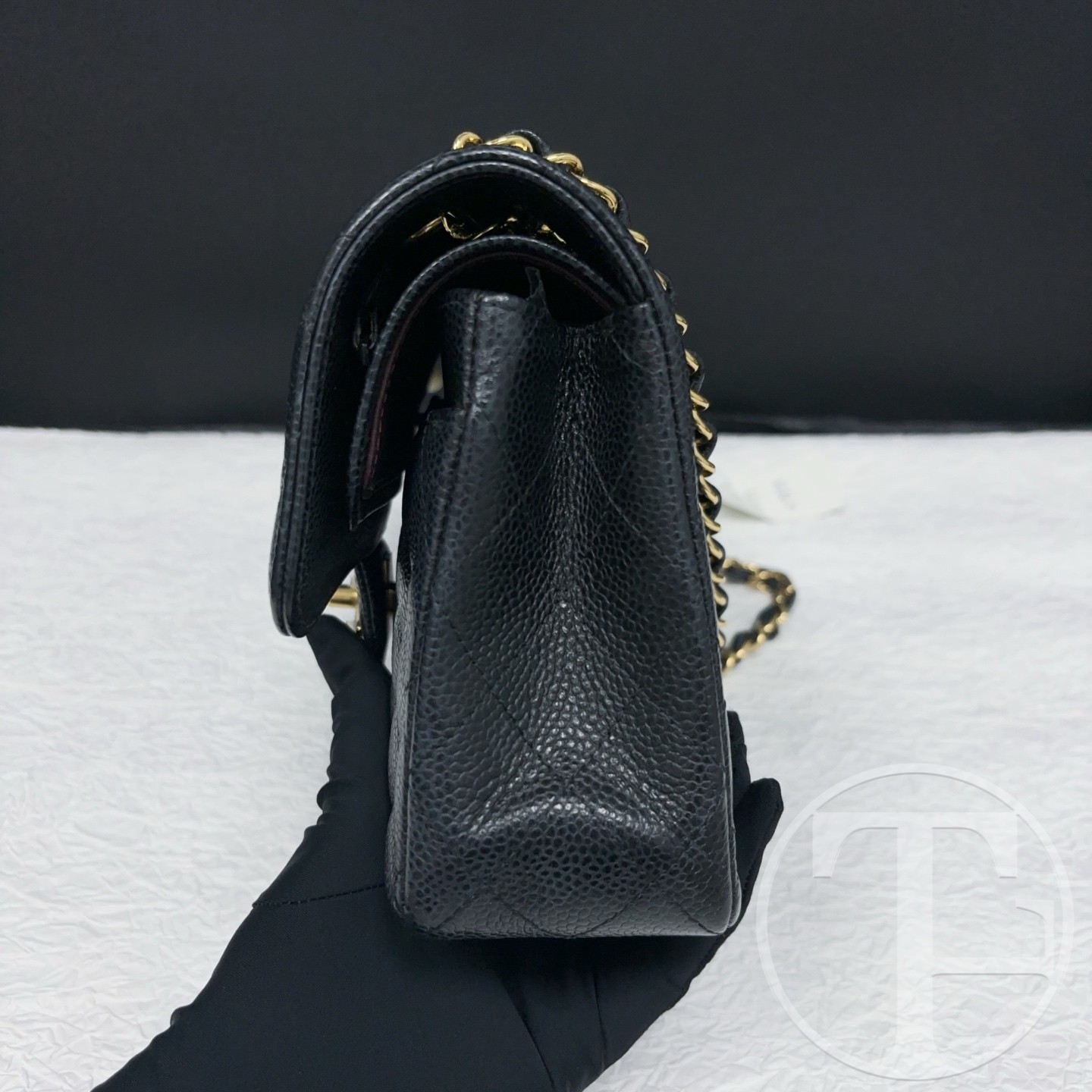 chanel black caviar leather small cf no.31 (2021) without card with box and dust bag chanel black caviar leather small cf no.31 (2021) without card with box and dust bag