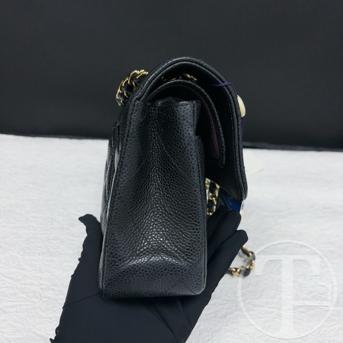 chanel black caviar leather small cf no.31 (2021) without card with box and dust bag chanel black caviar leather small cf no.31 (2021) without card with box and dust bag