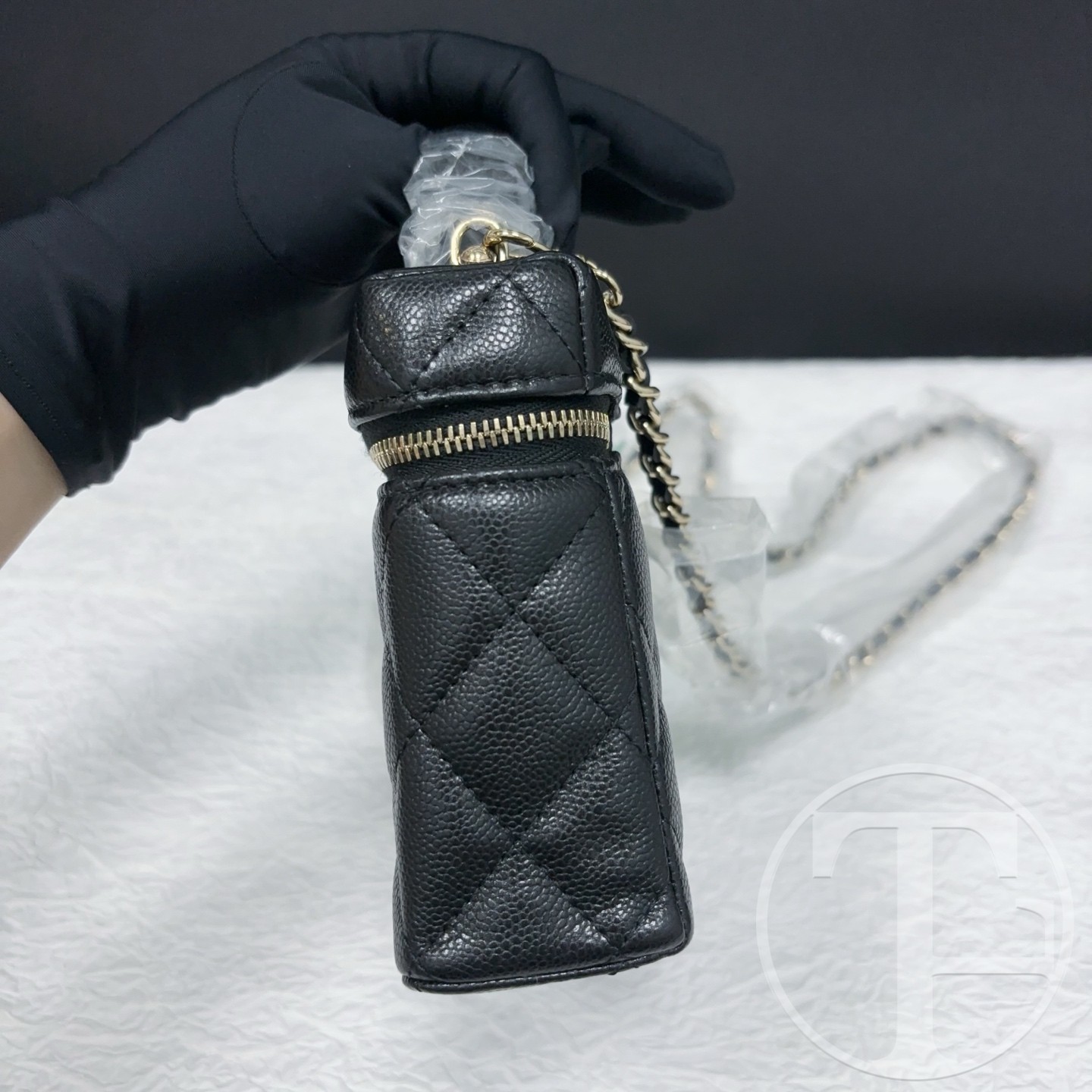 chanel black caviar leather lunch box bag microchipped (25) with gold tone hardware chanel black caviar leather lunch box bag microchipped (25) with gold tone hardware