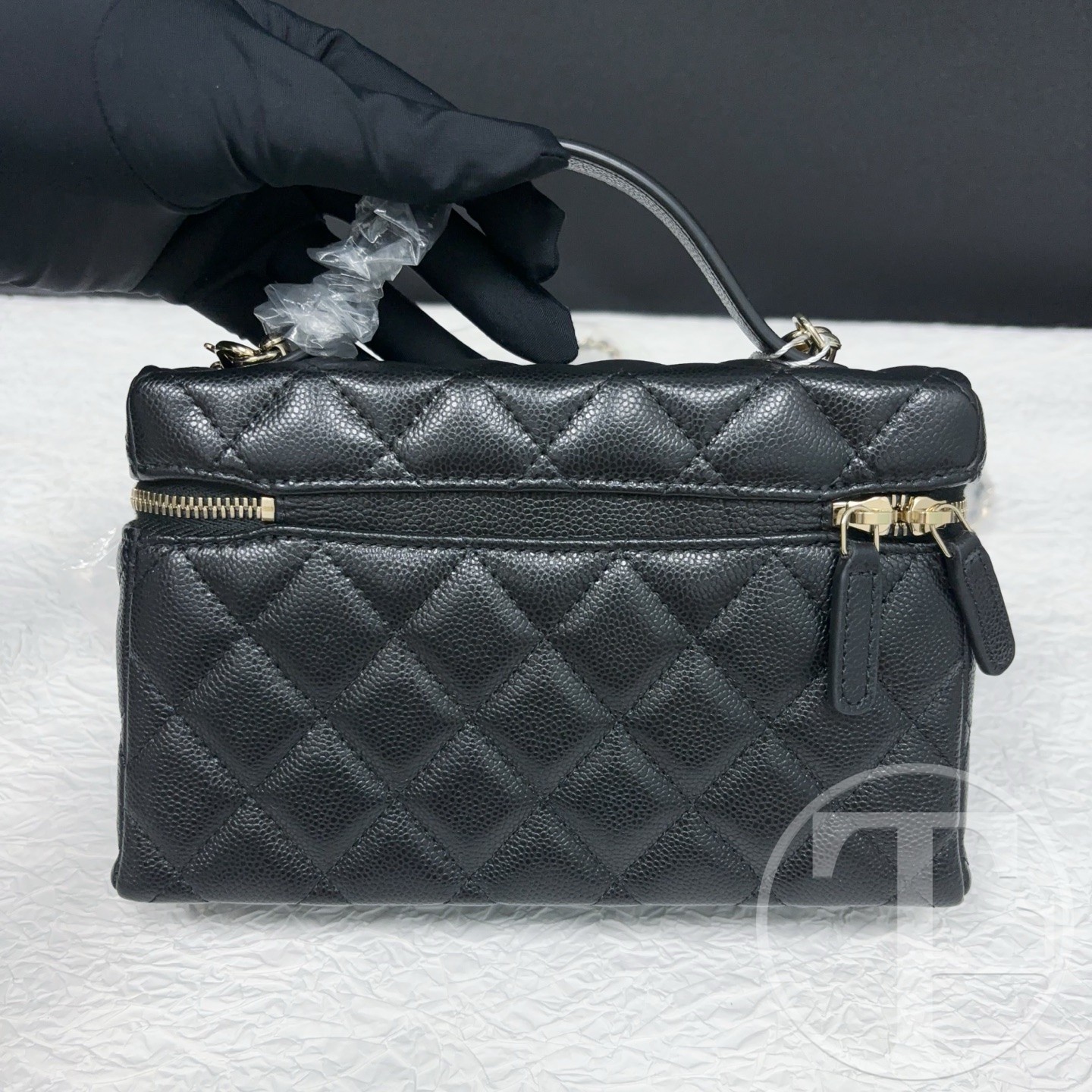 chanel black caviar leather lunch box bag microchipped (25) with gold tone hardware chanel black caviar leather lunch box bag microchipped (25) with gold tone hardware