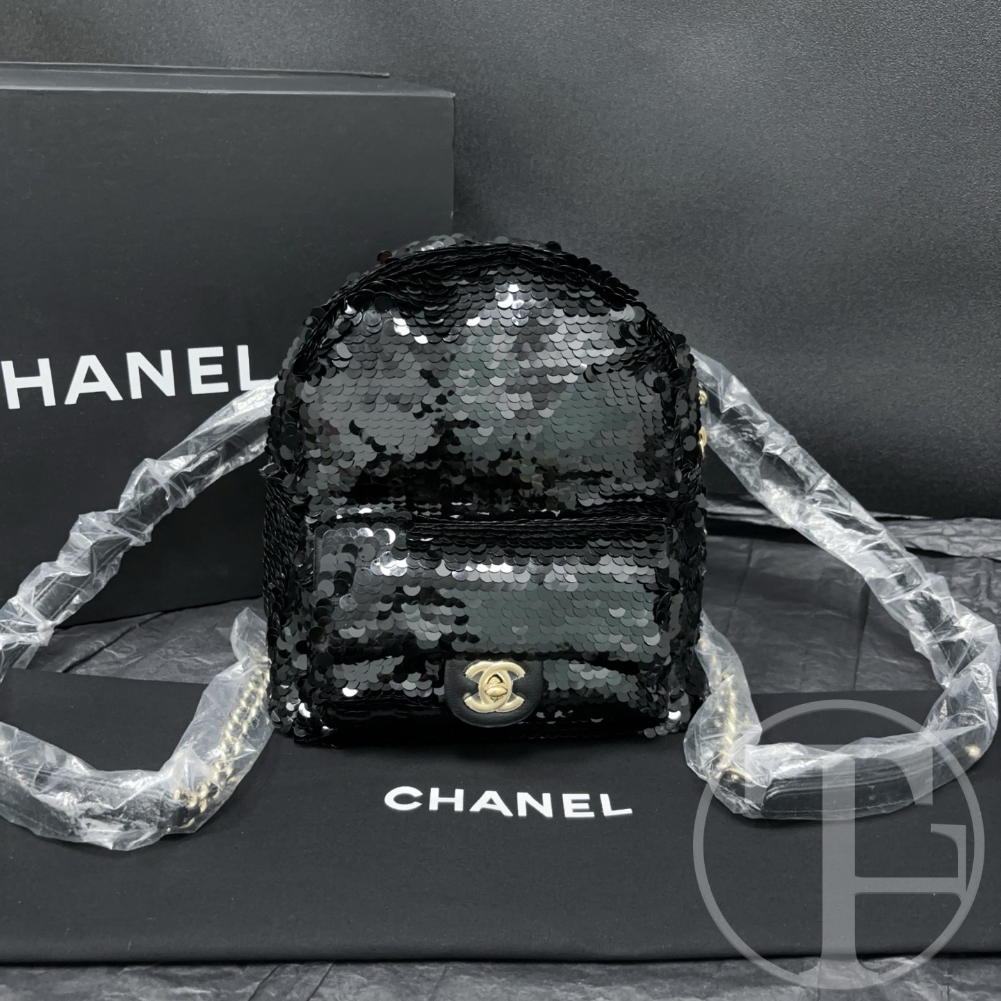 chanel black sequin backpack no.27 (2019) chanel black sequin backpack no.27 (2019)