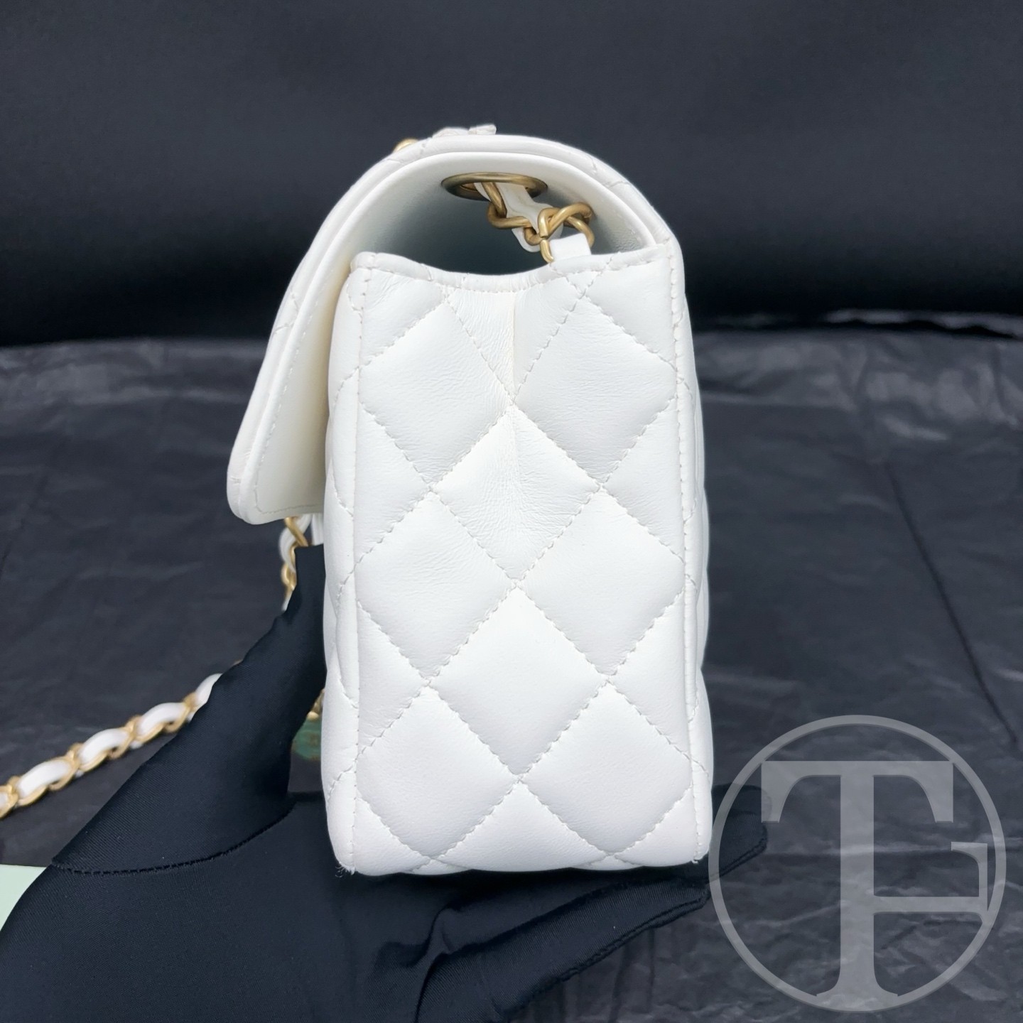 chanel white lambskin square flap bag 23c (2023) chanel white lambskin square flap bag 23c (2023)