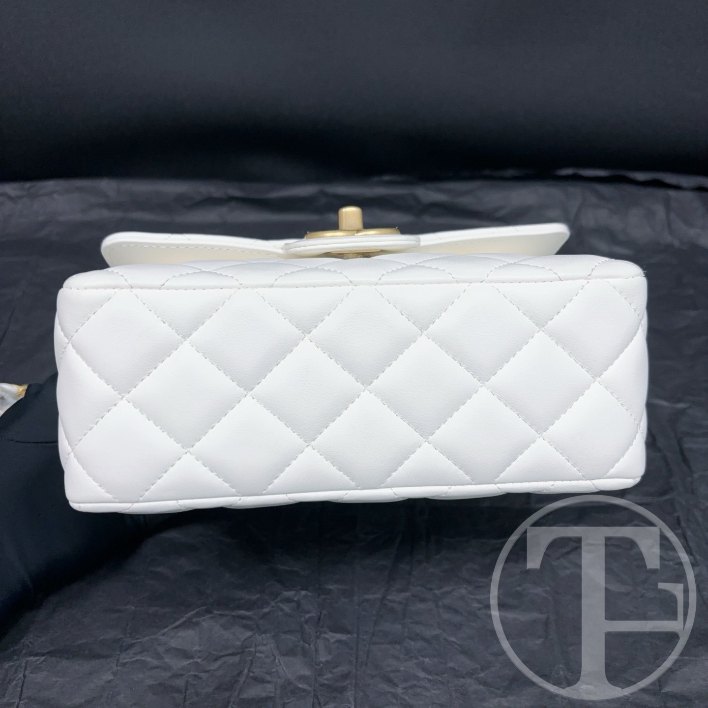 chanel white lambskin square flap bag 23c (2023) chanel white lambskin square flap bag 23c (2023)