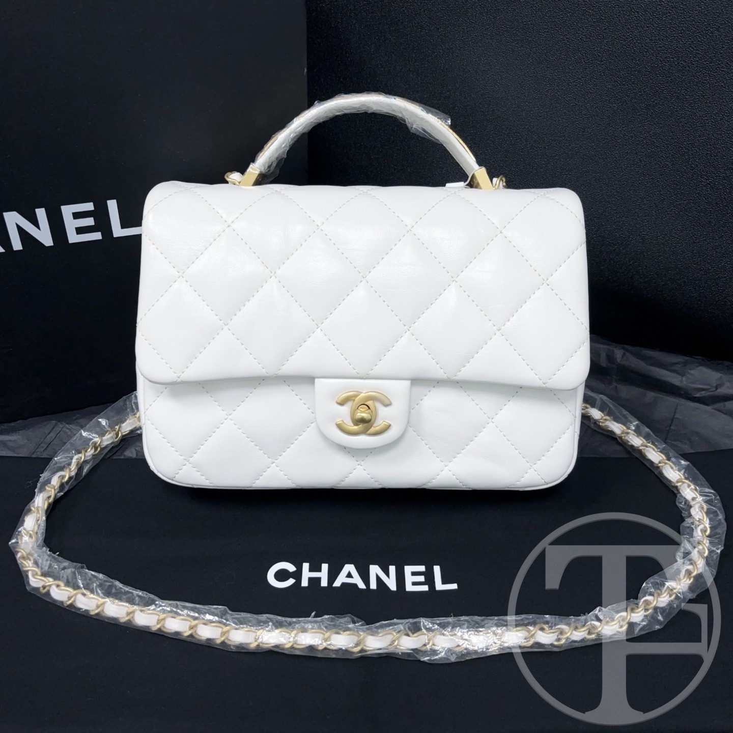 chanel white smooth calfskin square bag no.24 (2024) with dust bag chanel white smooth calfskin square bag no.24 (2024) with dust bag