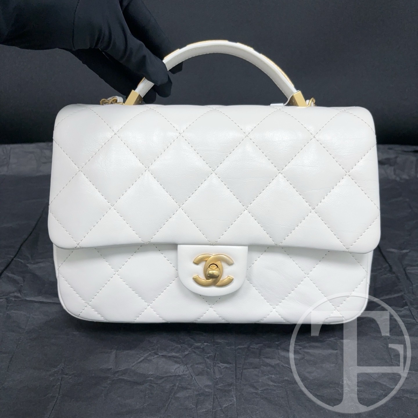 chanel white smooth calfskin square bag no.24 (2024) with dust bag chanel white smooth calfskin square bag no.24 (2024) with dust bag