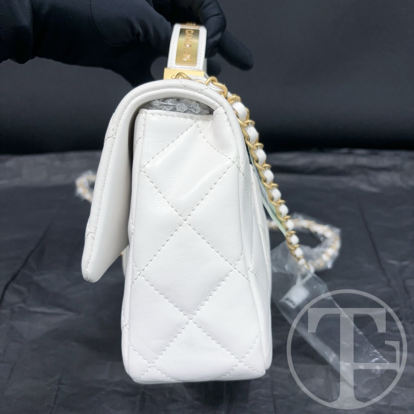 chanel white smooth calfskin square bag no.24 (2024) with dust bag chanel white smooth calfskin square bag no.24 (2024) with dust bag