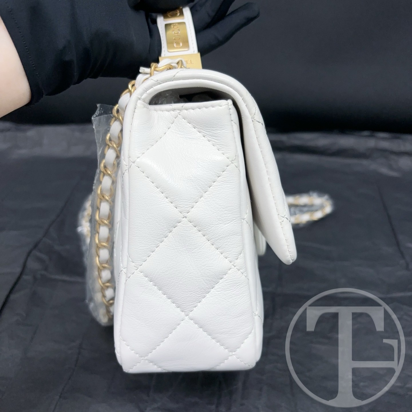 chanel white smooth calfskin square bag no.24 (2024) with dust bag chanel white smooth calfskin square bag no.24 (2024) with dust bag