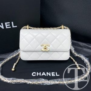 chanel 21 microchipped double gold ball adjustable chain flap bag