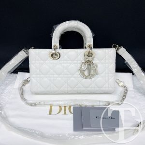 dior white cannage lambskin lady d joy medium bag (2022)