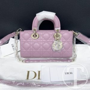 dior small lady d joy bag in soupir pink cannage lambskin