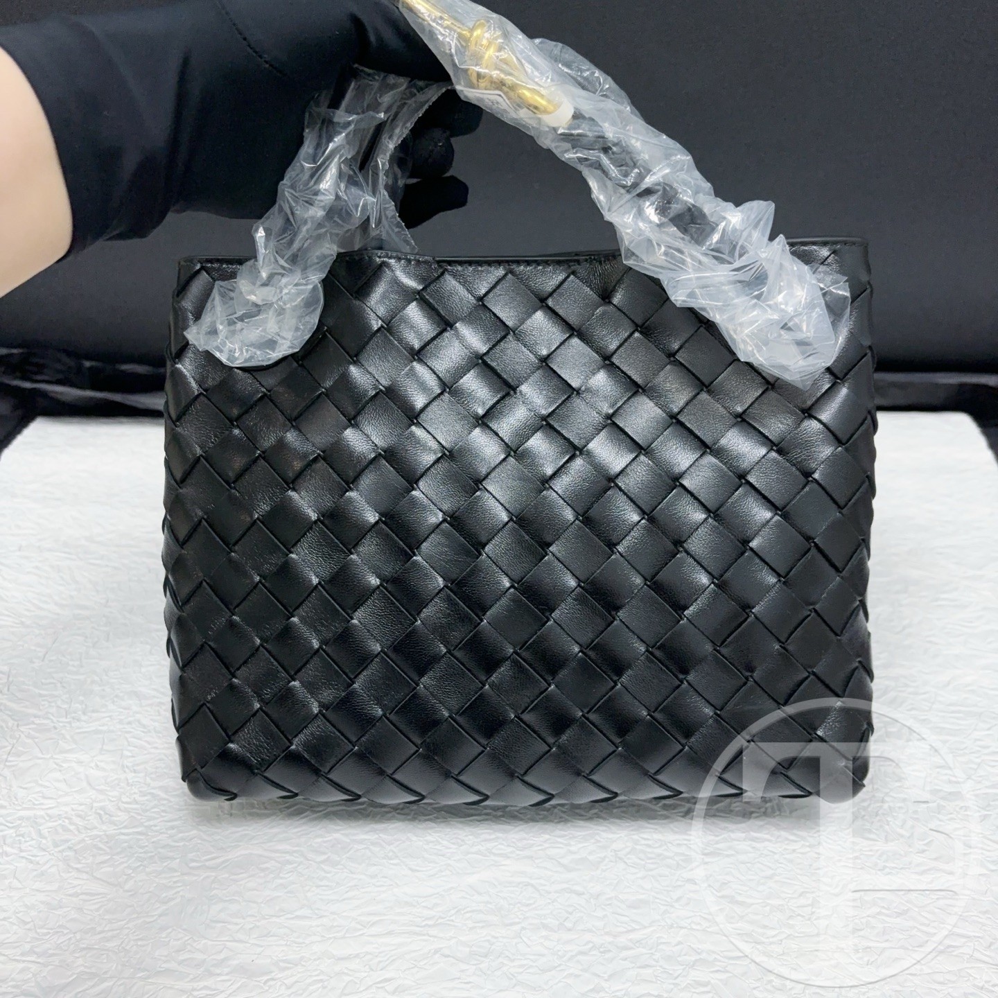 bottega veneta small andiamo intrecciato tote bag in black lambskin with gold tone hardware bottega veneta small andiamo intrecciato tote bag in black lambskin with gold tone hardware