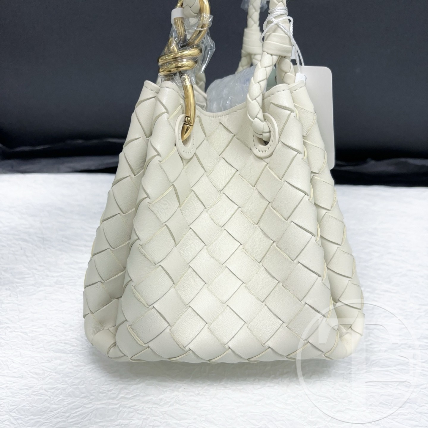 bottega veneta small parachute intrecciato bucket bag in sea salt lambskin bottega veneta small parachute intrecciato bucket bag in sea salt lambskin