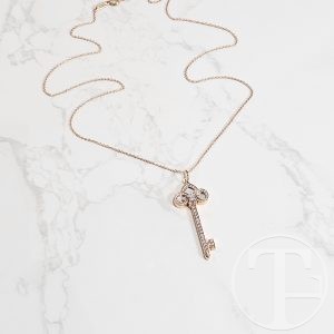 Home tiffany keys diamond & mother of pearl necklace